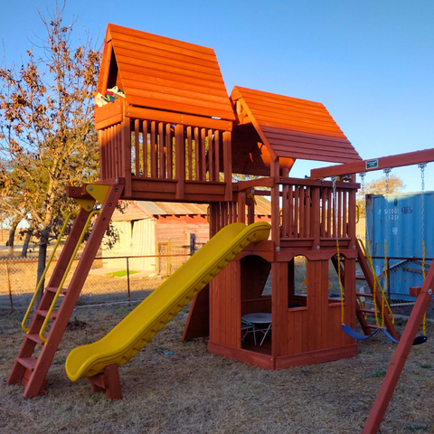 Swing Sets with Wood Roofs