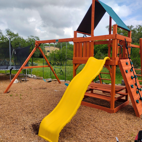 Small wooden playground for backyard.