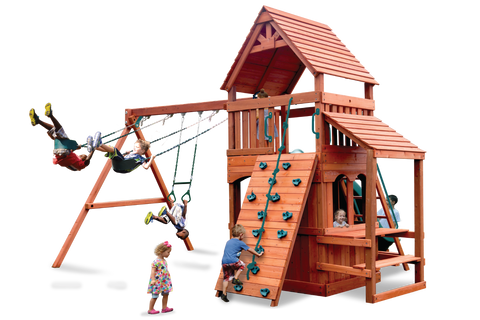 Playground One Original Fort Swing Set with 5.5' Platform and Playhouse