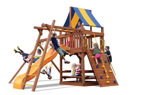 Playground One Original Fort Swing Set with 5' Platform and Monkey Bars