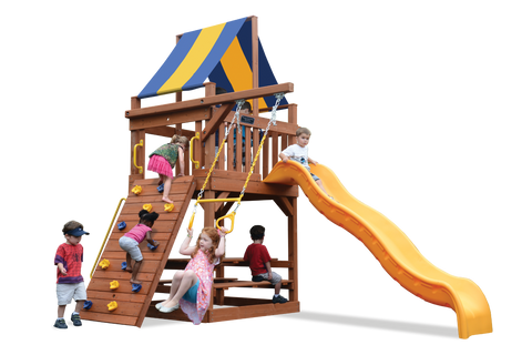 Playground One Original Fort Swing Set with 5' Platform for Small Spaces