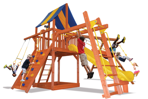 Playground One Premier Fort Swing Set with 5.5' Platform and Monkey Bars