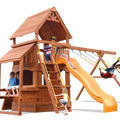 Playground One Premier Fort Swing Set with 5' Platform and Playhouse