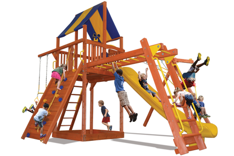 Playground One Premier Fort Swing Set with 6.5' Platform and Monkey Bars