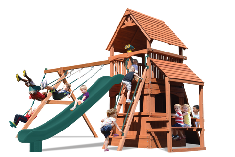 Playground One Premier Fort Swing Set with 6.5' Platform and Playhouse