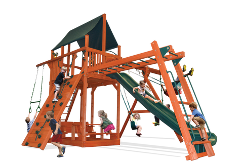 Playground One Premier Fort Swing Set with 7.5' Platform and Monkey Bars