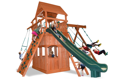 Playground One Premier Fort Swing Set with 7.5' Platform and Playhouse