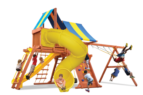 Playground One Premier Playcenter Swing Set with 6.5' Platform and Spiral Slide