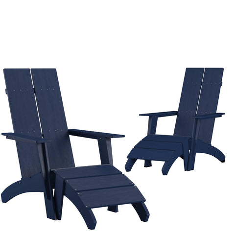 All-Weather Poly Resin Wood Adirondack Chairs with Foot Rests | 2 Pack - River City Play Systems