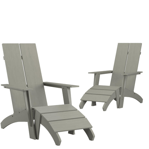 All-Weather Poly Resin Wood Adirondack Chairs with Foot Rests | 2 Pack - River City Play Systems