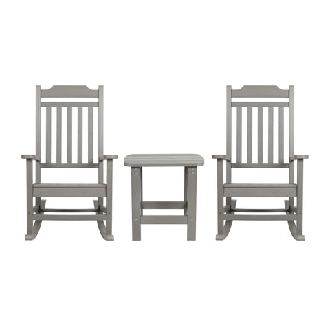 All-Weather Poly Resin Rocking Chairs with Accent Table | Set of 3 - River City Play Systems