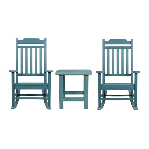 All-Weather Poly Resin Rocking Chairs with Accent Table | Set of 3 - River City Play Systems