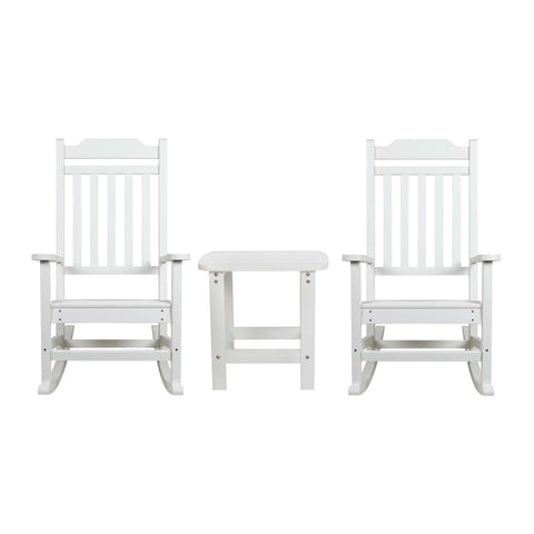 All-Weather Poly Resin Rocking Chairs with Accent Table | Set of 3 - River City Play Systems